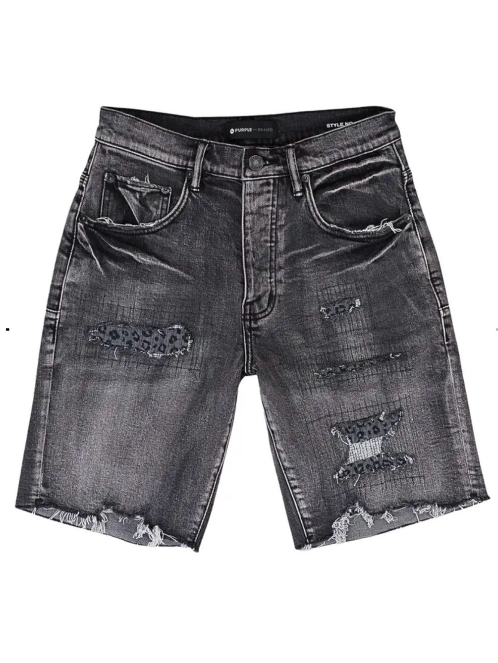 Purple Brand Shorts - Bandana Patchwork Black size 29